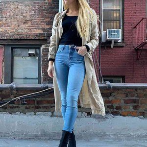 Frame Denim Le One Skinny Crop Sapphire Medium Wash High Waist New With Tags 2